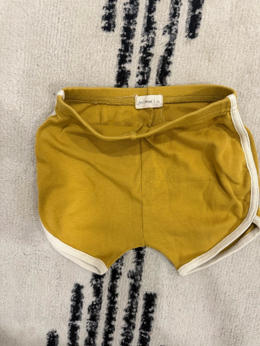 Mustard Yellow Kids Shorts with White Trim